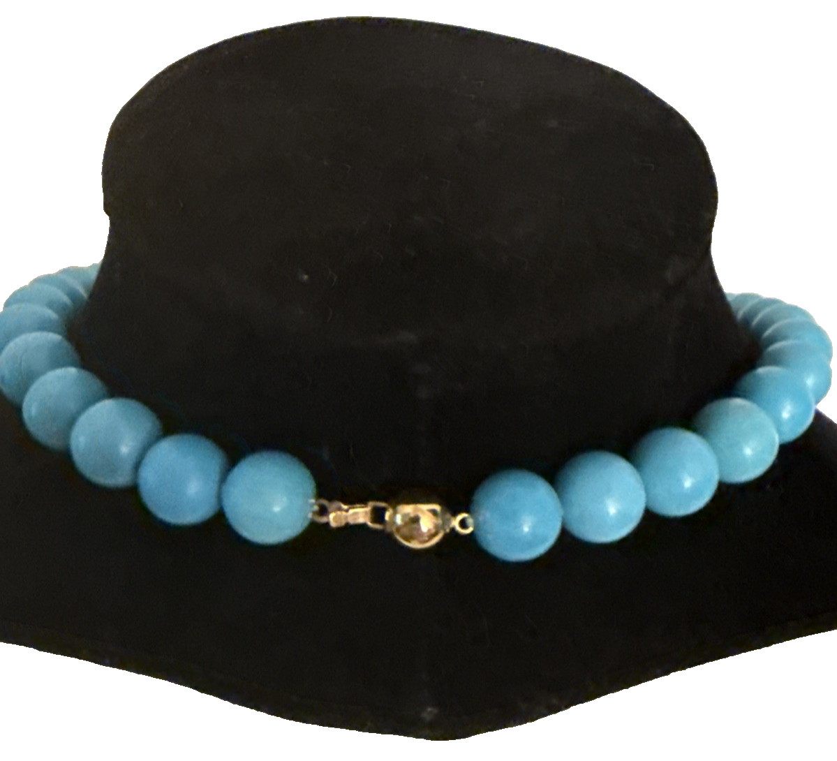Turquoise Gemstone Bead Necklace Blue Round Stone Beaded Unbranded 18″
