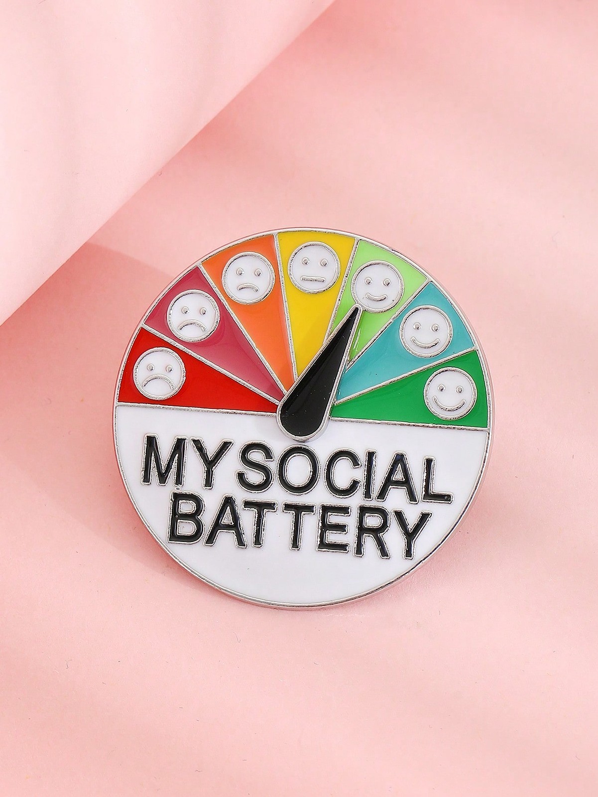 Silver My Social Battery Enamel Lapel Pin For Clothes And Bags