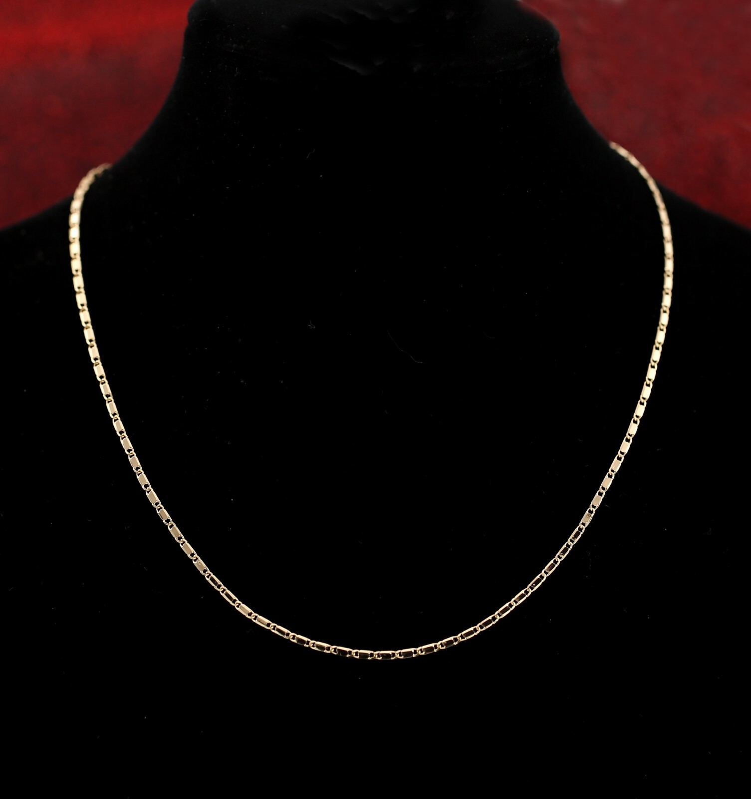 9K CHAMPAGNE GOLD FILLED SOLID 1.5mm ANCHOR RING LINK CHAIN NECKLACE 40cm-45cm