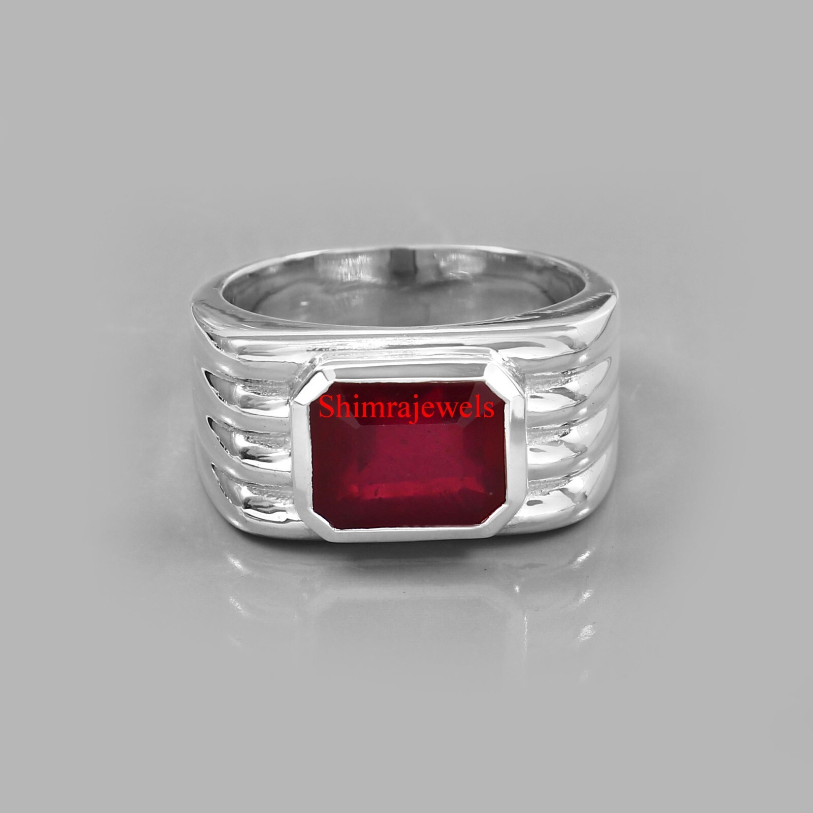 Heated Ruby Gemstone With 925 Sterling Silver Ring for Men’s #1077
