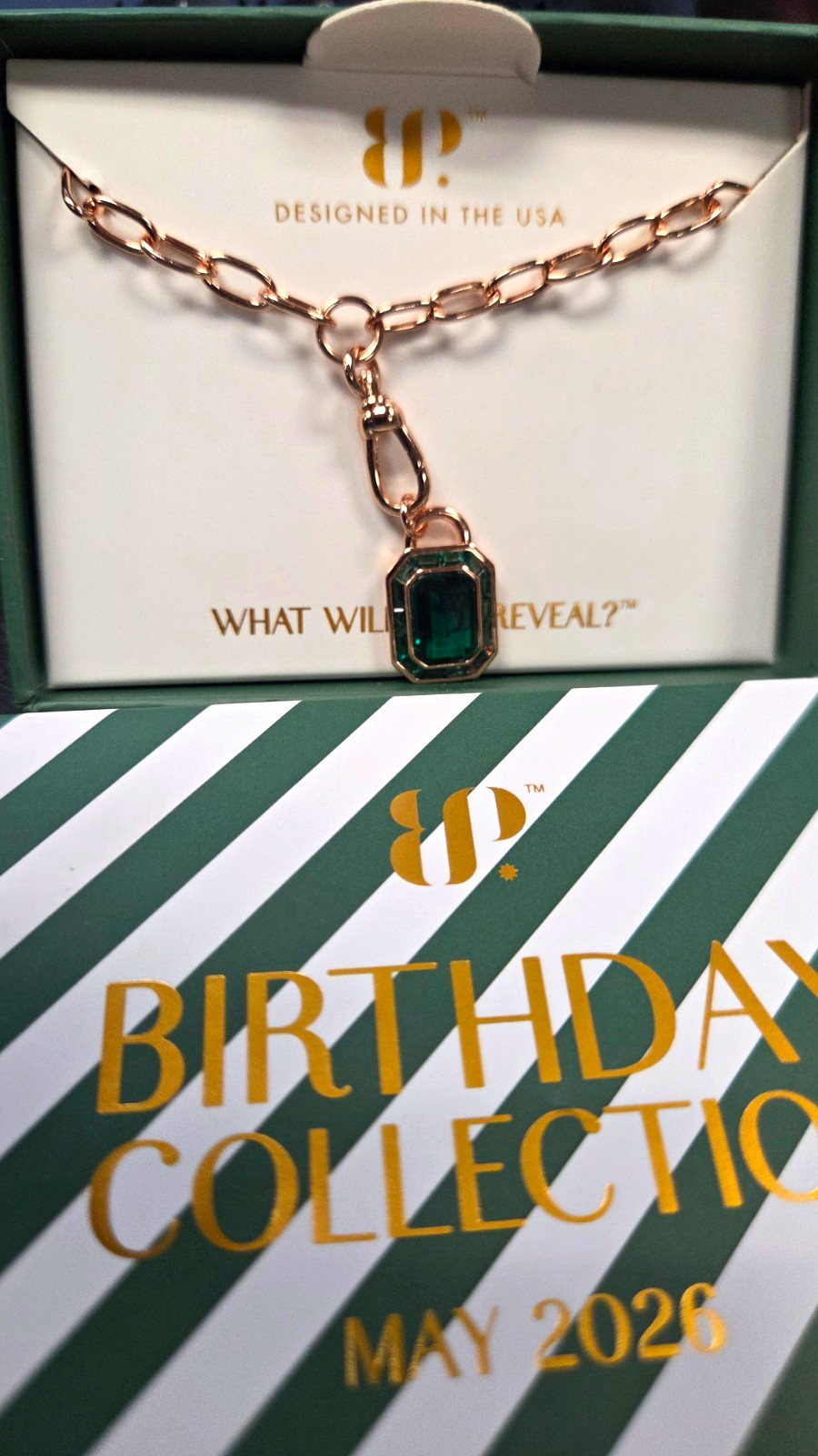 BP Lab-Created Emerald Cut Pendant Necklace Rose Gold Plated 18in NK68579