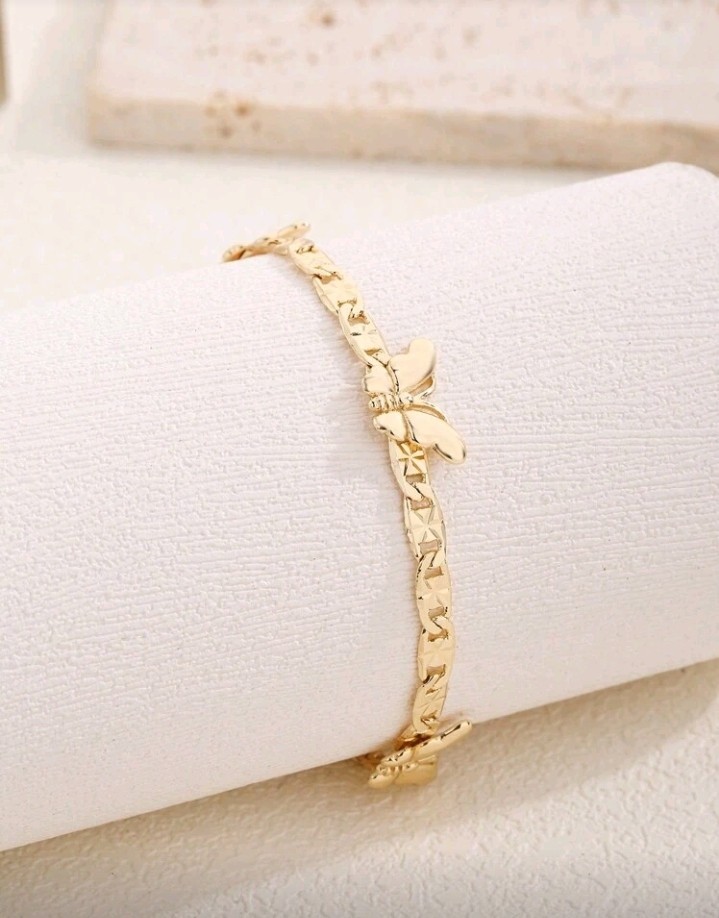 14k Gold-Plated Copper Butterfly Chain Bracelet
