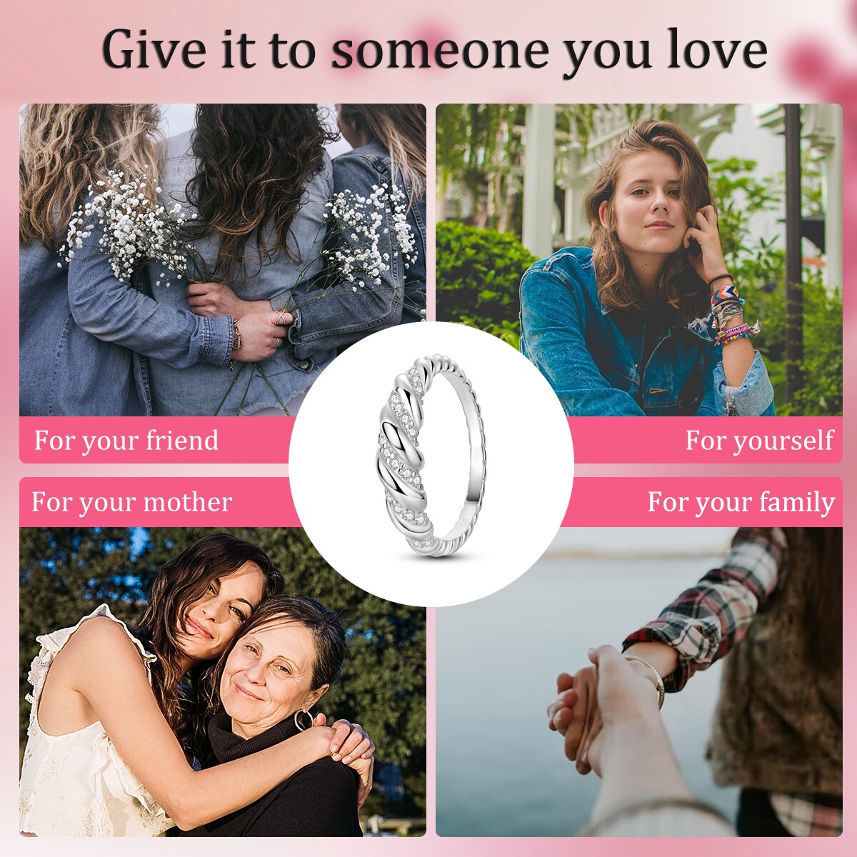 MULA Original Hemp Rope Thread Ring AAA CZ For Women Jewelry 925 Sterling Silver