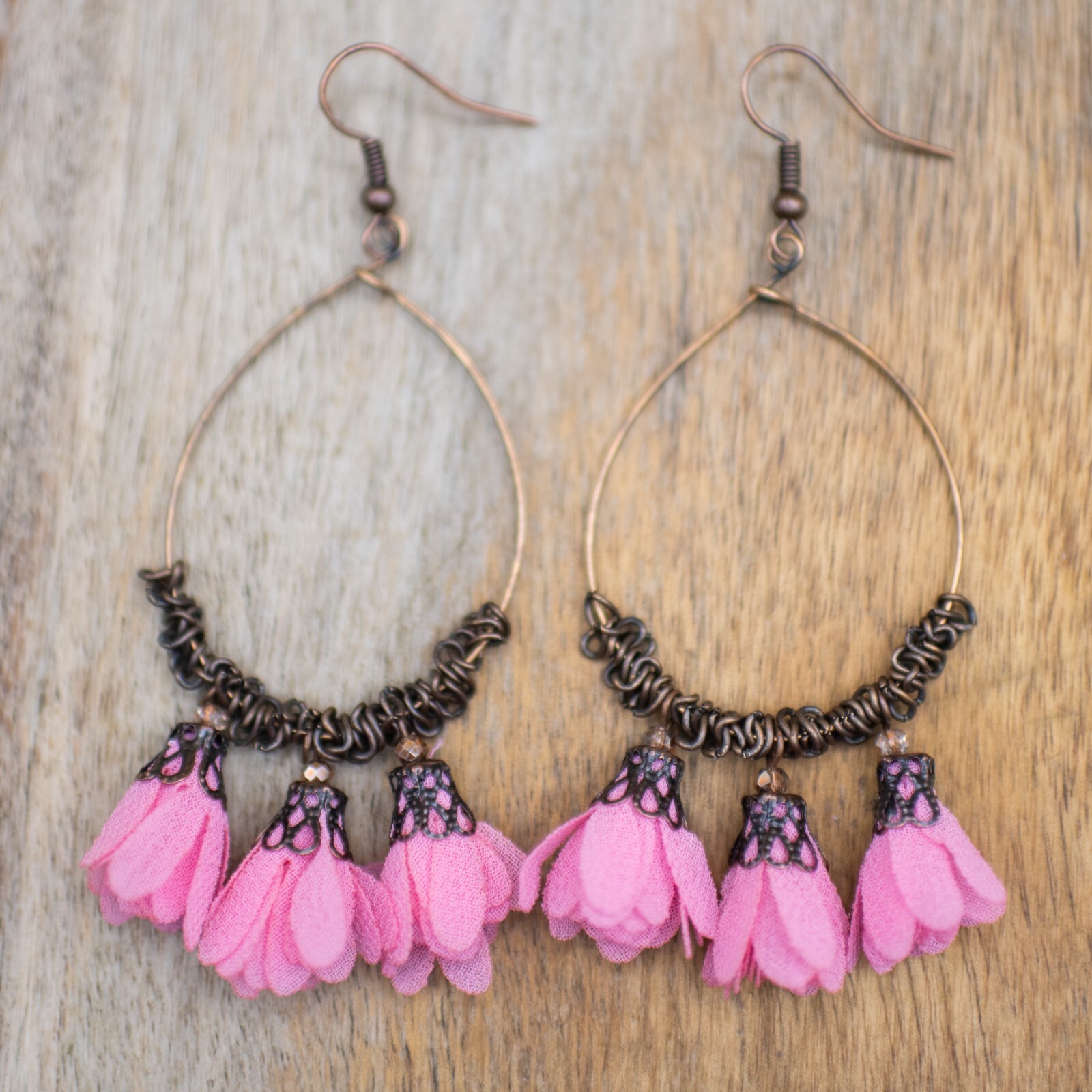 3 Pairs/Set Bohemian Boho Pink Earrings Hook Drop Dangle – Tassle, Loop, Trendy