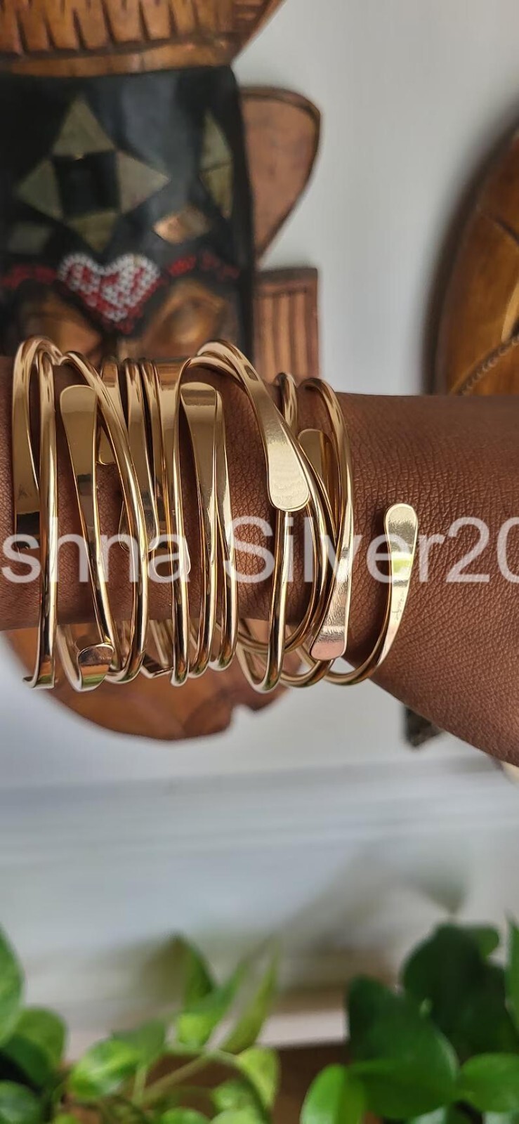 Set of 7 Solid Brass bangles, Adjustable Stackable bangles Statement bangles M2