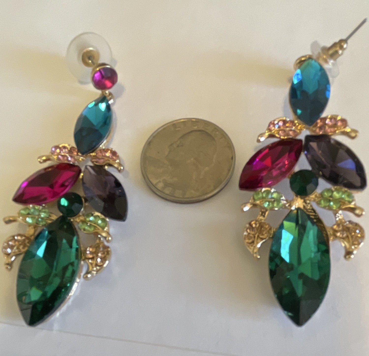 Multicolor Marquise Crystal Rhinestone Dangle Drop Earrings Butterfly