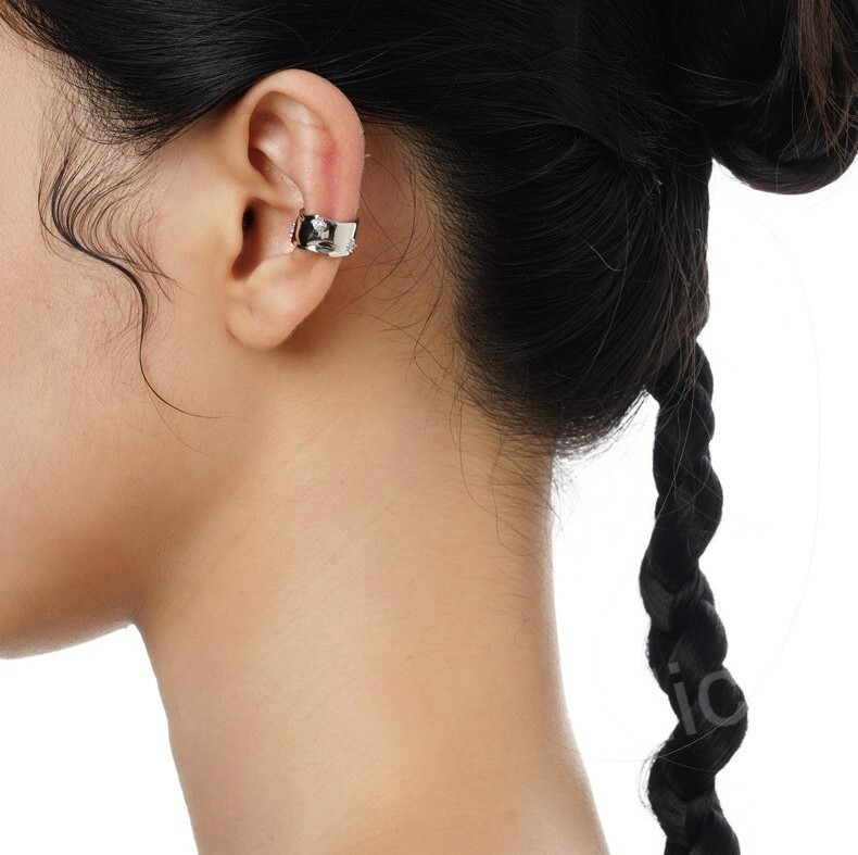 PAIR Organic Sterling Silver Ear Cuff with Tiny CZ Non Piercing Unique Minimal