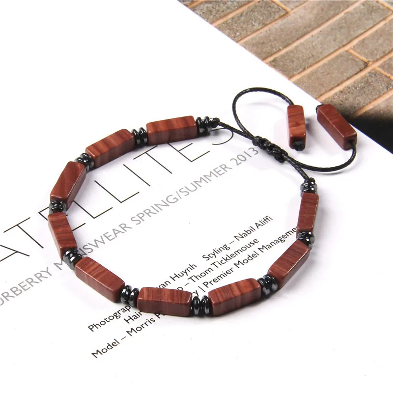 Natural Stone Bracelet Rectangle Lapis Lazuli Agates Tiger Eye Beads Adjustable