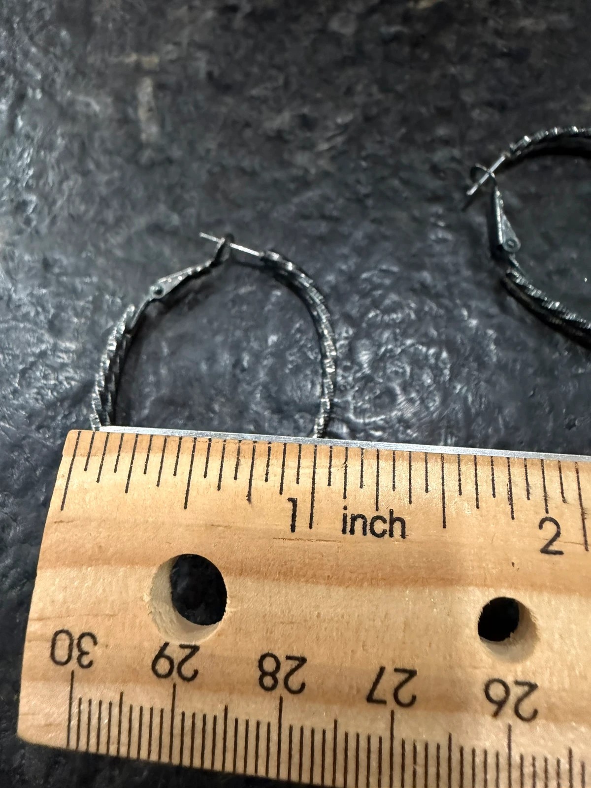 Silver Tone Triple Hoop Textured Statement Earrings