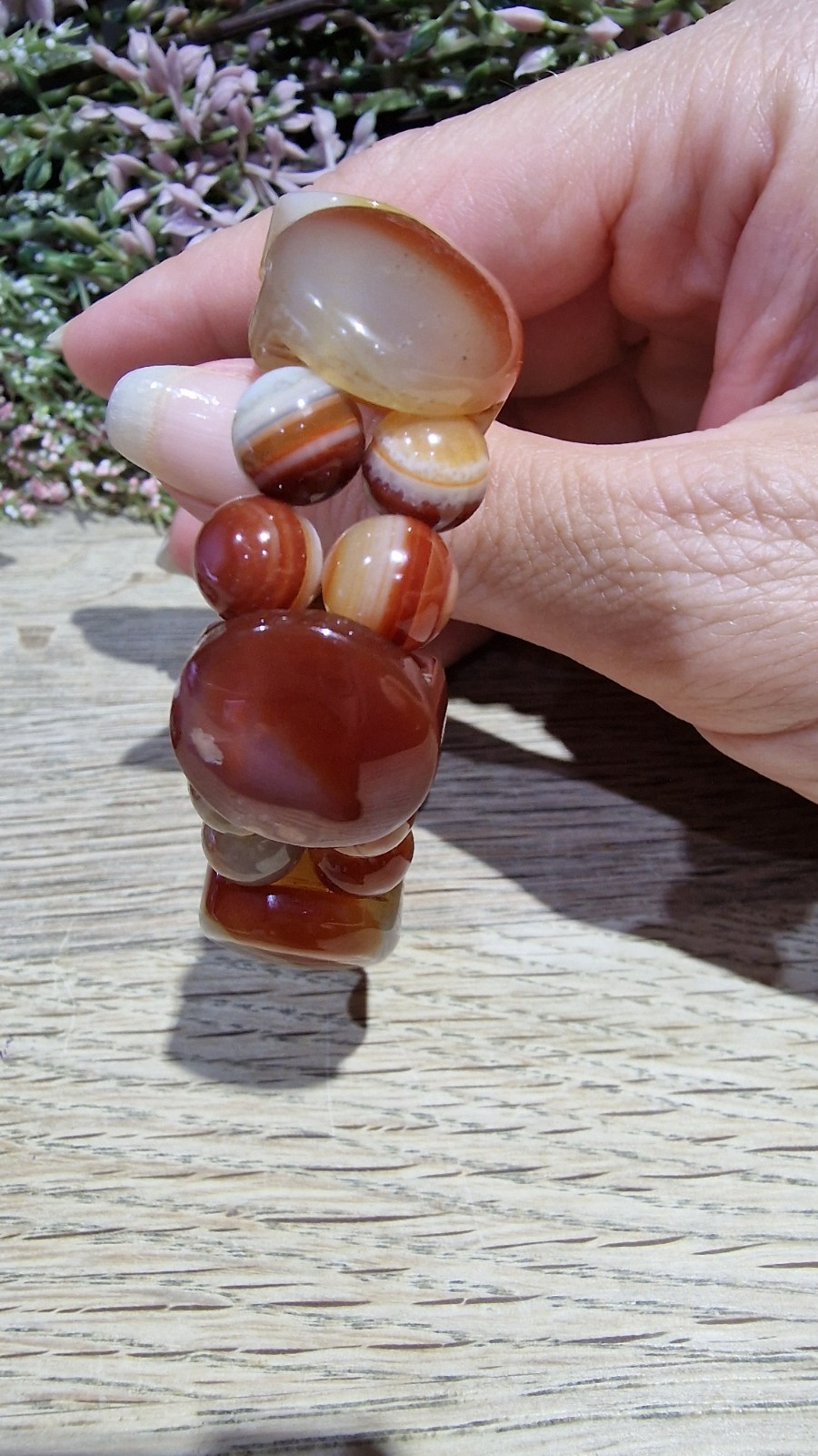 Carnelian Agate Crystal Soft Bangle Bracelet 18mm Elasticated