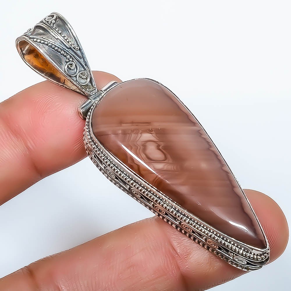 Imperial Jasper – Guadalajara 925 Silver Plated Pendant 2.54″ T60