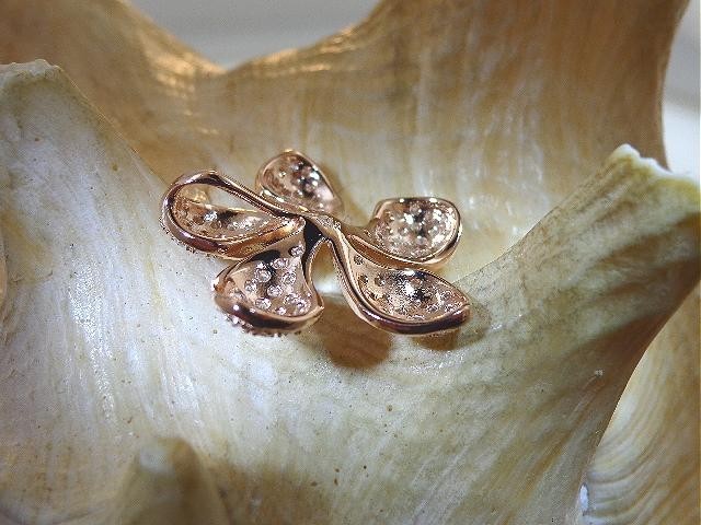 24MM 14K ROSE GOLD PLATED 925 STERLING SILVER HAWAIIAN PLUMERIA CZ SLIDE PENDANT