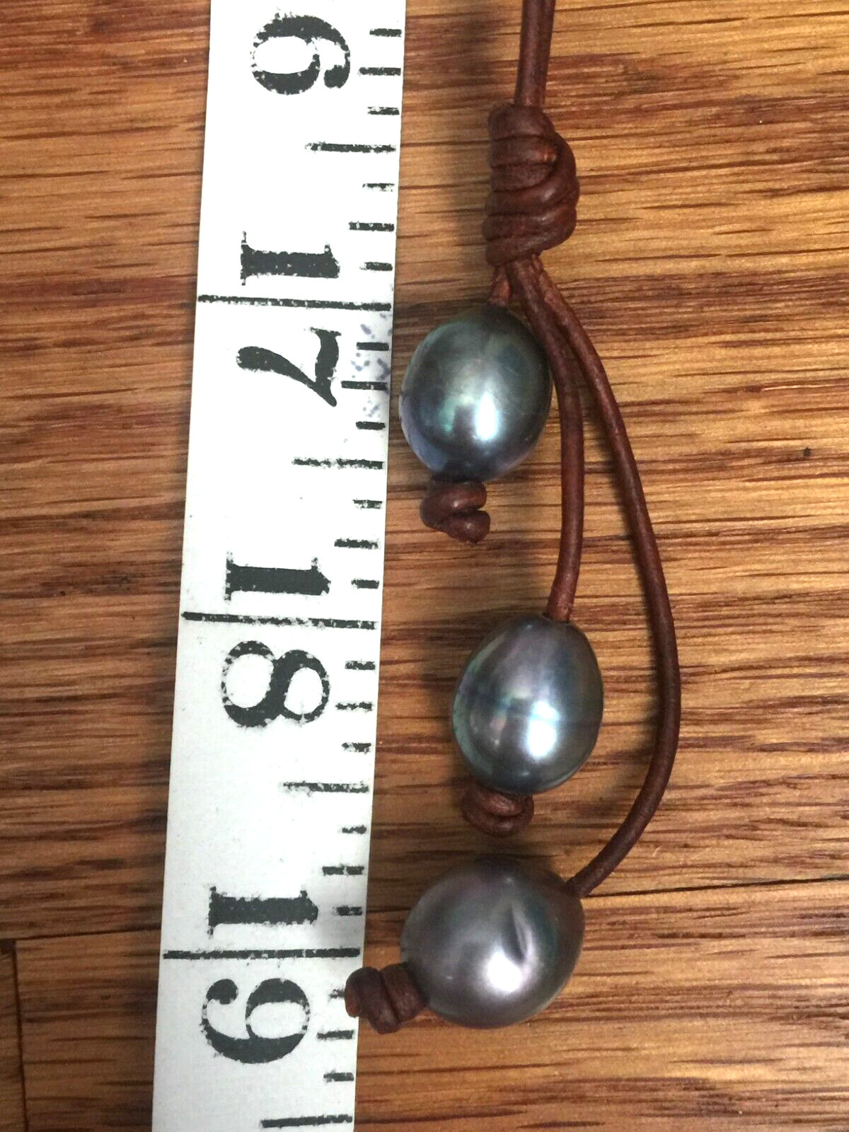 BLACK PEARL LEATHER LARIAT NECKLACE HANDMADE IN USA 10mm 35″