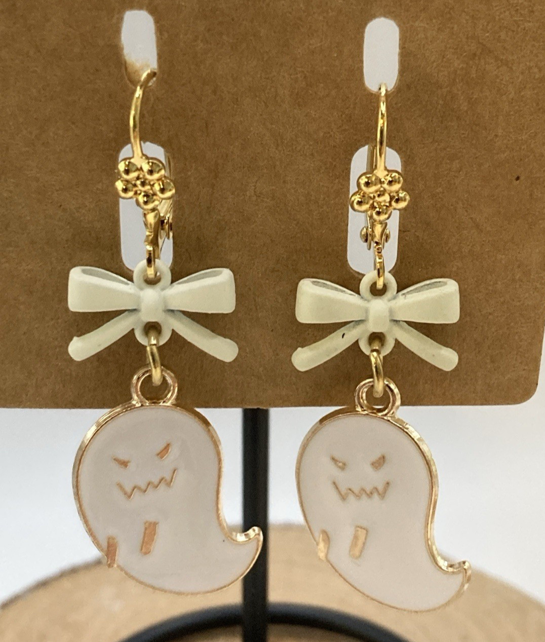 White & Black GP & Enamel Variety Ghost & Bat Dangle/Drop Earrings, Set 3 Pair