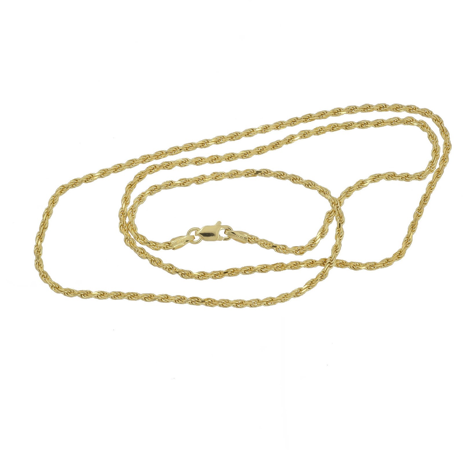 20″ 18kt Gold Plated Italian Sterling Silver Rope Chain Necklace 1.6mm #99738