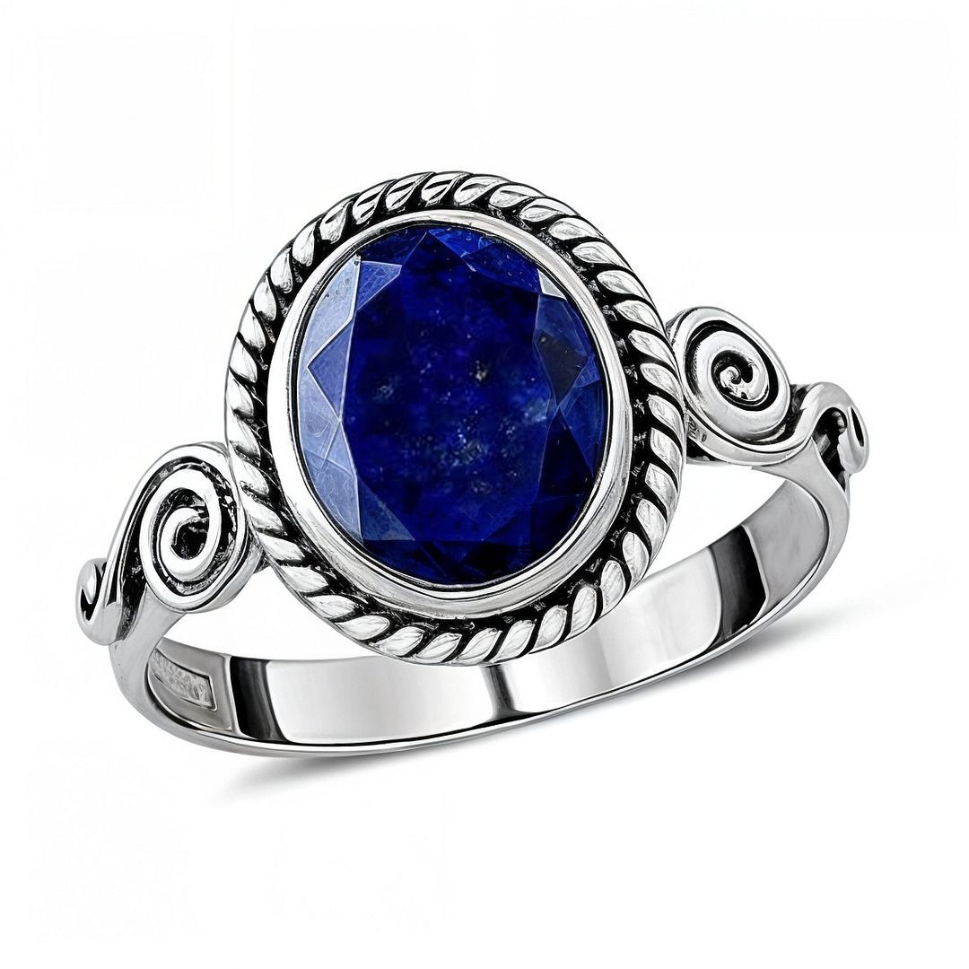 Artisan Crafted Lapis Lazuli 3.00 ctw Solitaire Ring Sterling Silver Size 5.0