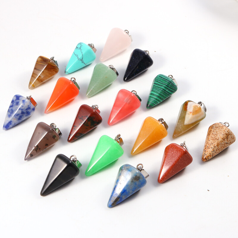 Natural Quartz Hexagonal Stone Pendant Healing Reiki Crystal Pendants 15pcs