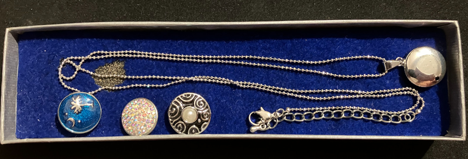Button Charm Snap on Changeable Stainless Steel Enamel Pendant Set