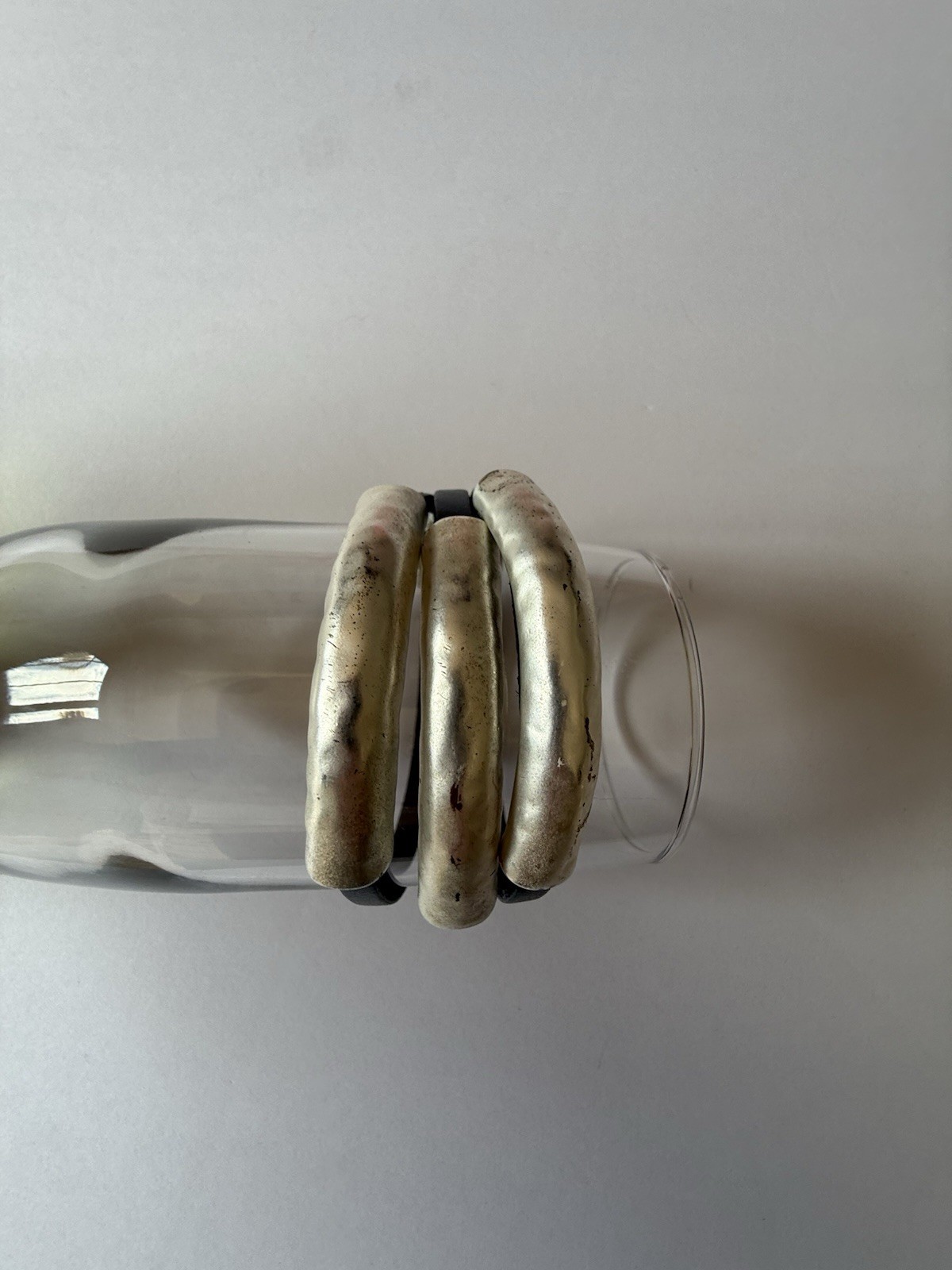 Triple Wrap Faux Leather Bracelet W/Antique Silver Tone Metal Accents Magnetic