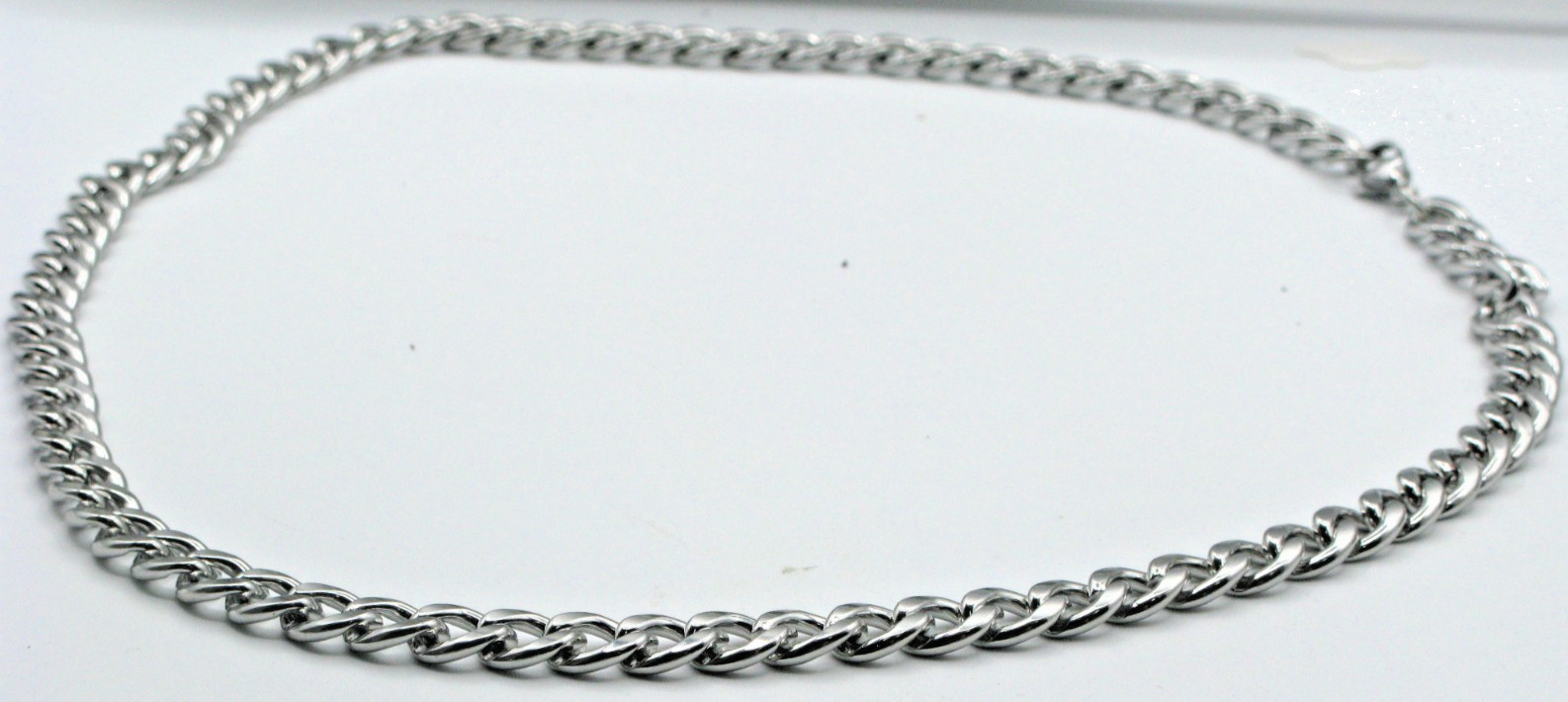 8mm Cuban Link Chain Necklace 24in (60cm) Stainless Steel Silver Tone