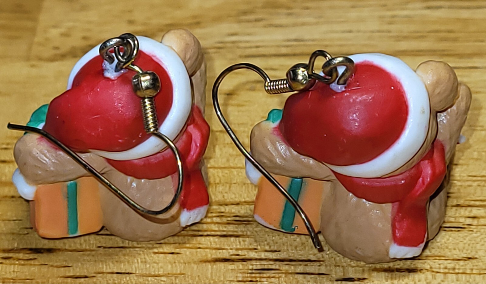 2 Pair Christmas Teddy Bear Red Santa Hat Candles Earrings Festive Novelty Cute