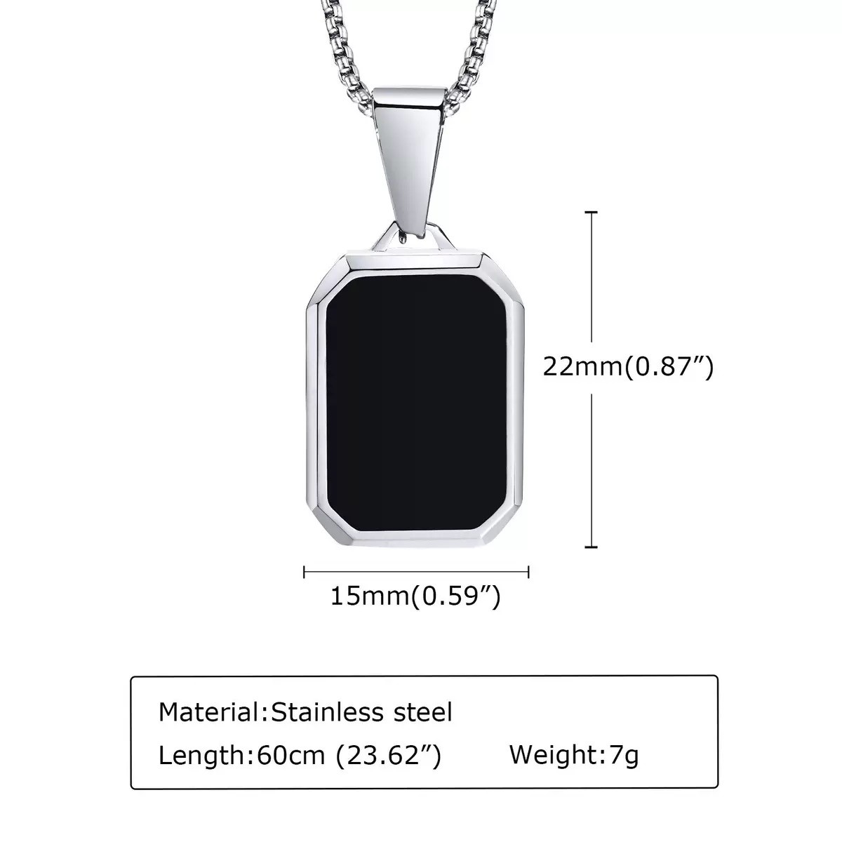 Stainless Steel Necklace Square Lapis Lazuli Pendant Tiger Eye Stone Premium