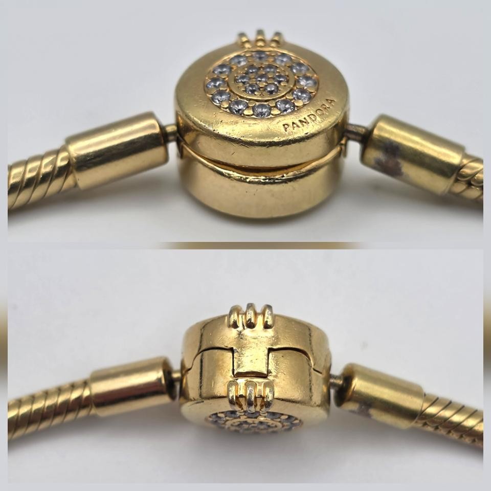 7.1″ Pandora Moments 14K Gold Plated Sparkling Crown O Snake Bracelet 569046C01