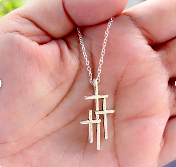 MINIMALIST CROSS CHRISTIAN FAITH PRAY charm on 26″ 925 Sterling Silver necklace