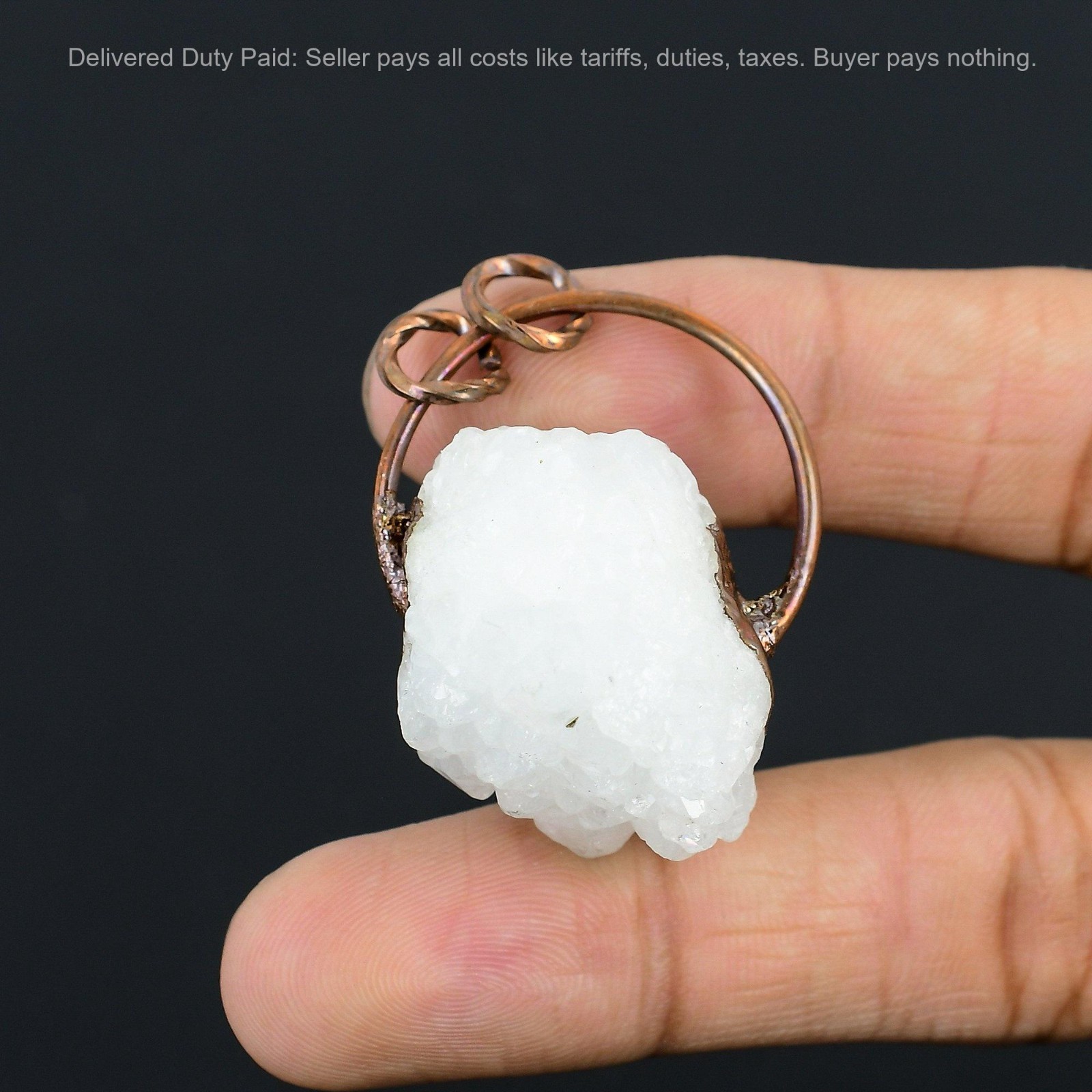 Pentagon Rainbow Moonstone Druzy Stone Copper Electroformed Birthday New Pendant