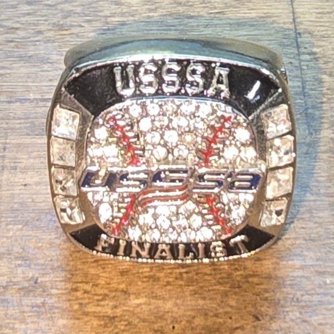 USSSA Finalist Softball Championship Ring Silver Tone Rhinestone Size 7.25