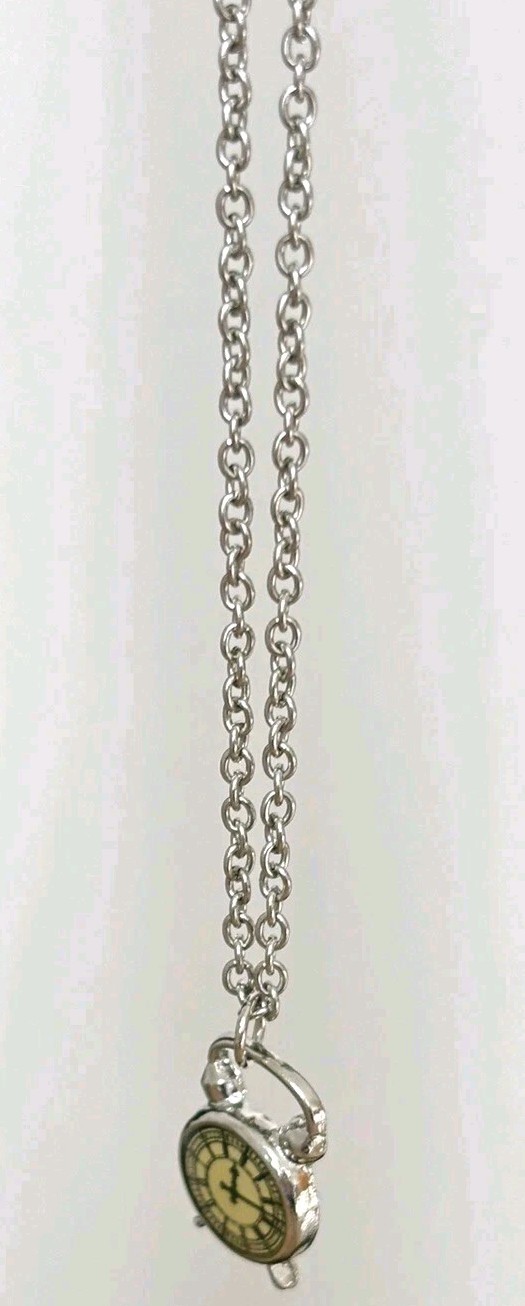 Clock Pendant Necklace/ Chain Measures 23 In Total Length