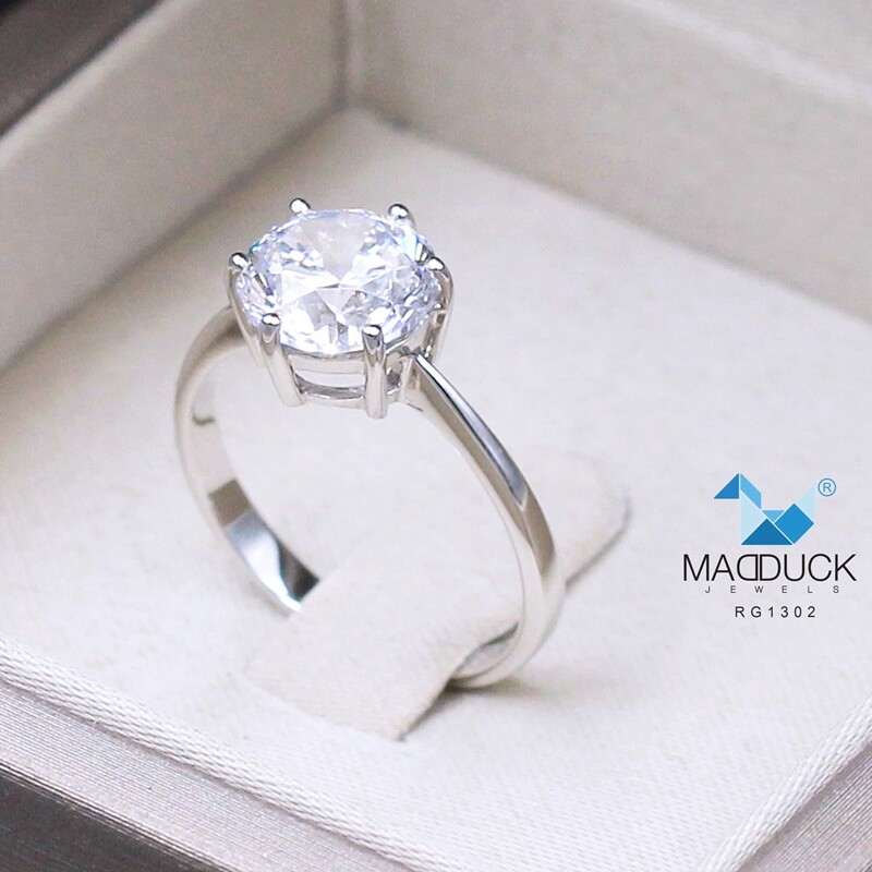 2.00 Cts Cubic Zirconia / Sterling Silver 925 Ring / Rhodium plated Nickel-Free