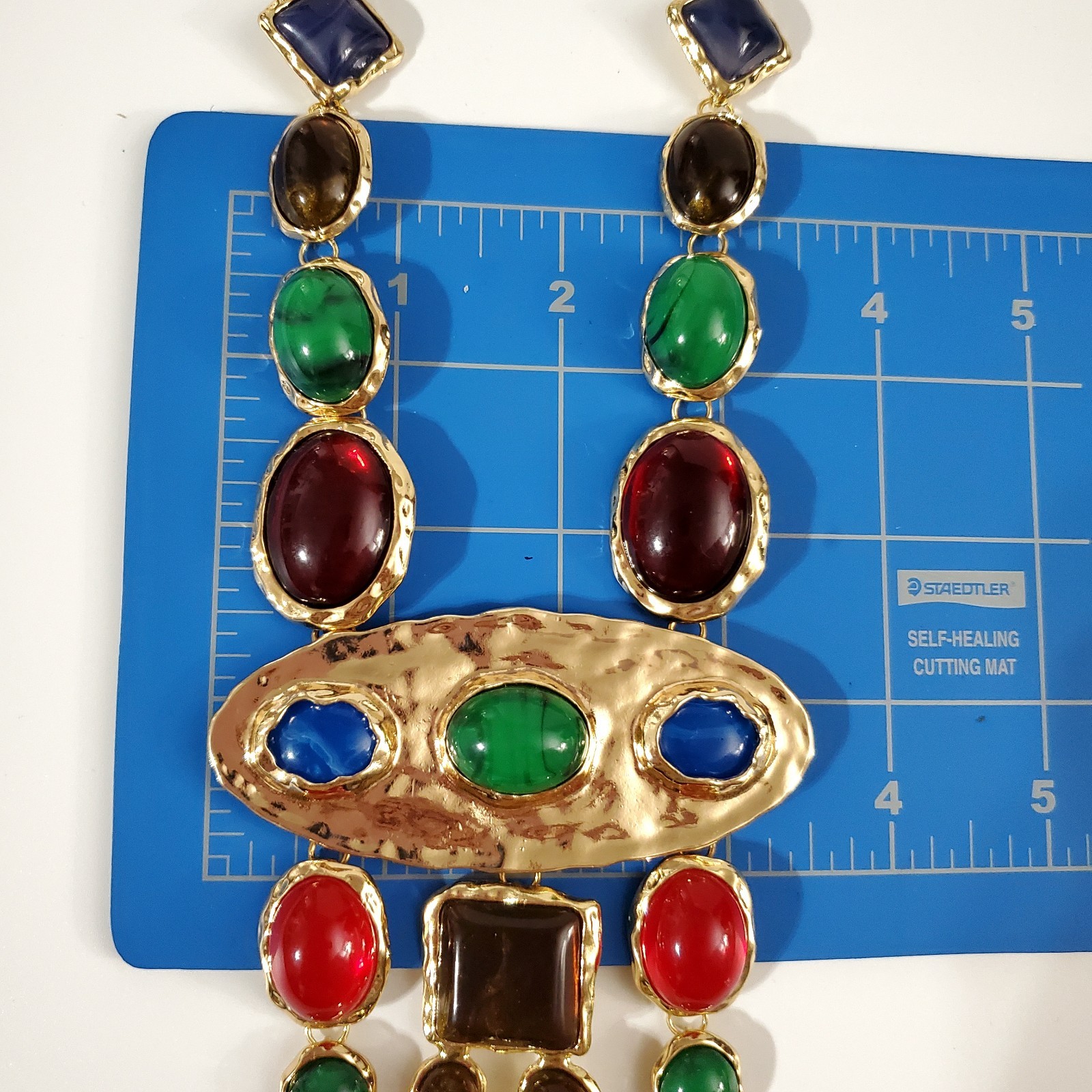 NEW Statement Necklace Adjustable 24-27″ inches Pendant 3.5″ in. Cabochons