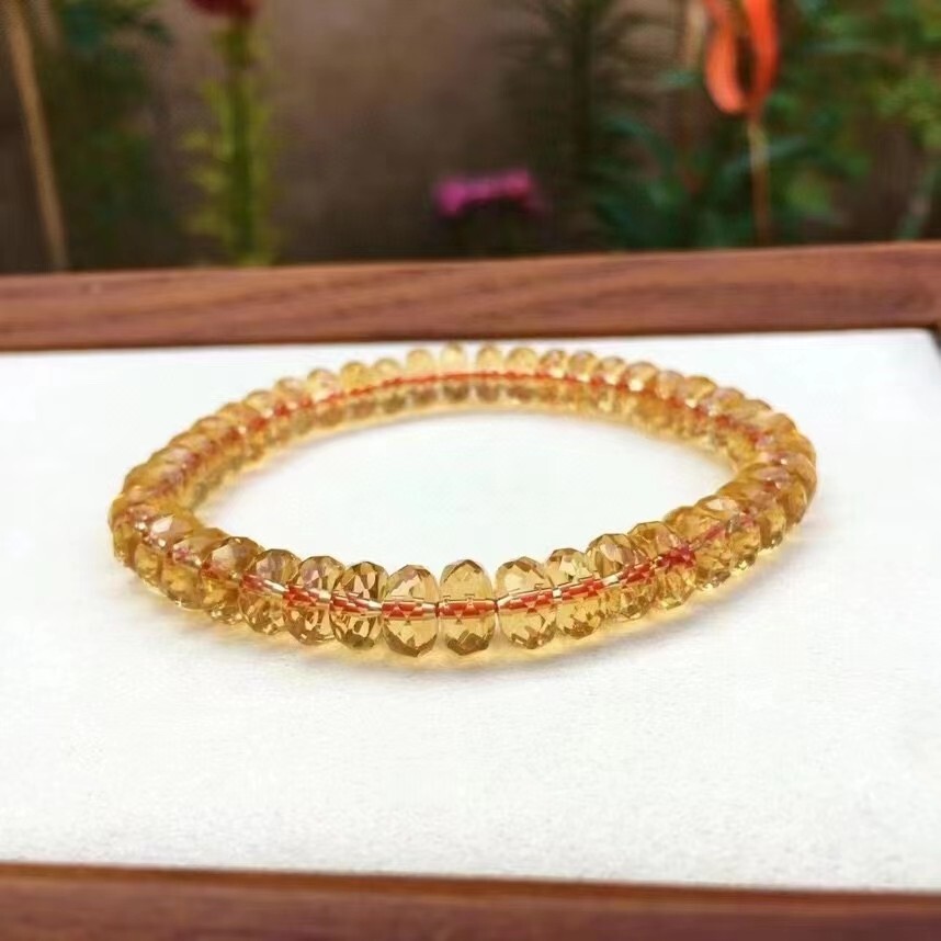 8mm Natural Yellow Citrine Crystal Marquise Faced Beads Bracelet for Adults