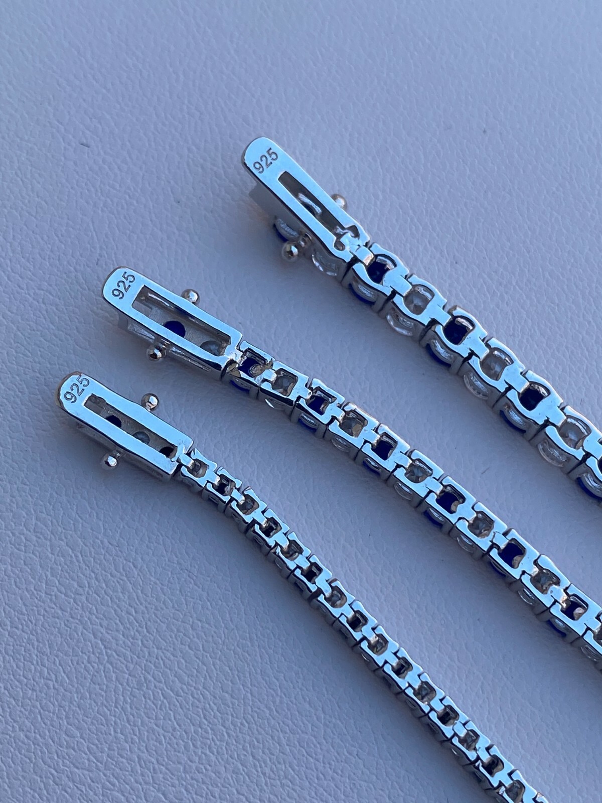 Tennis Bracelet SOLID 925 Sterling Silver Single Row CZ Blue Icy Stone