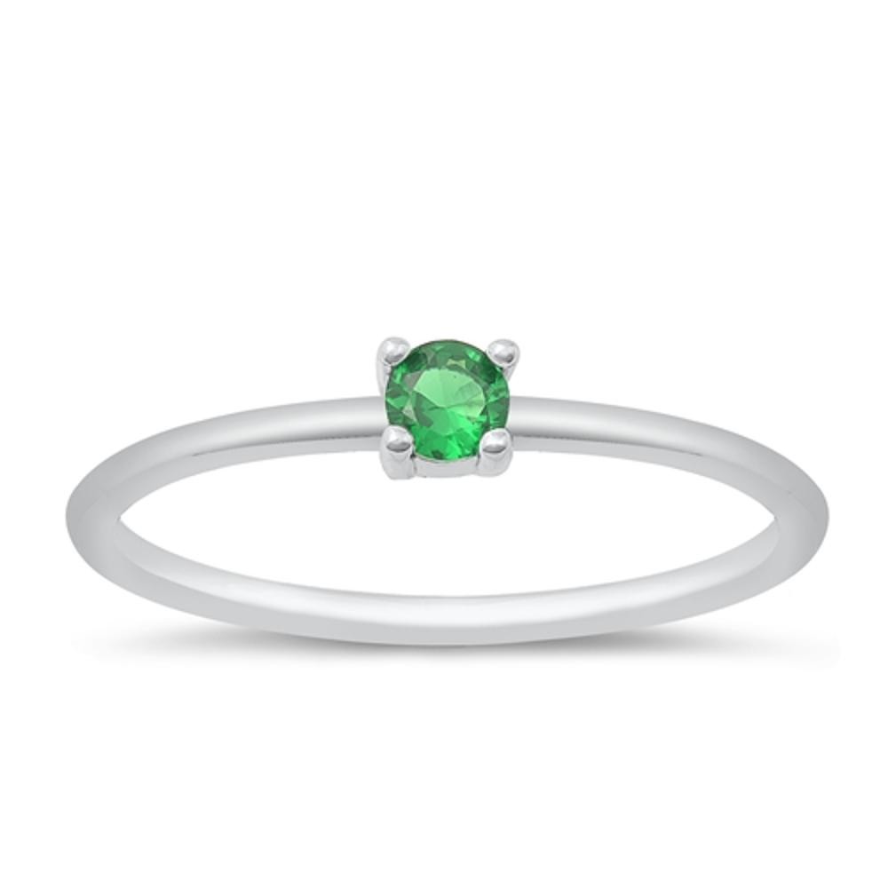 Green CZ Fashion Ring New .925 Cute Sterling Silver Band Sizes 3-10