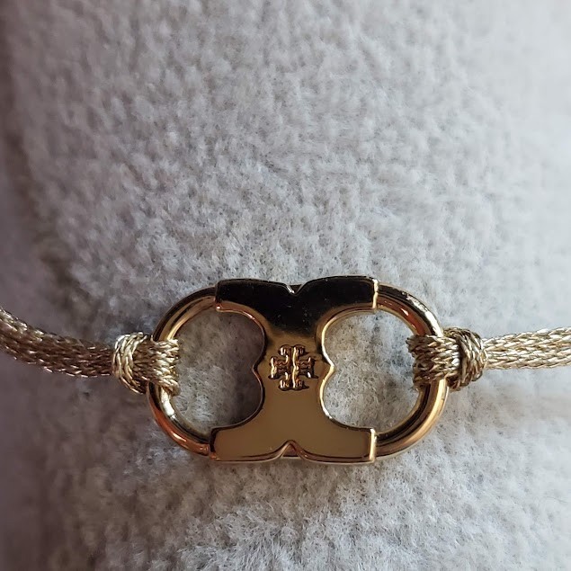 Tory Burch Foundation Embrace Ambition Silk Cord Adjustable Bracelet Gold Tone