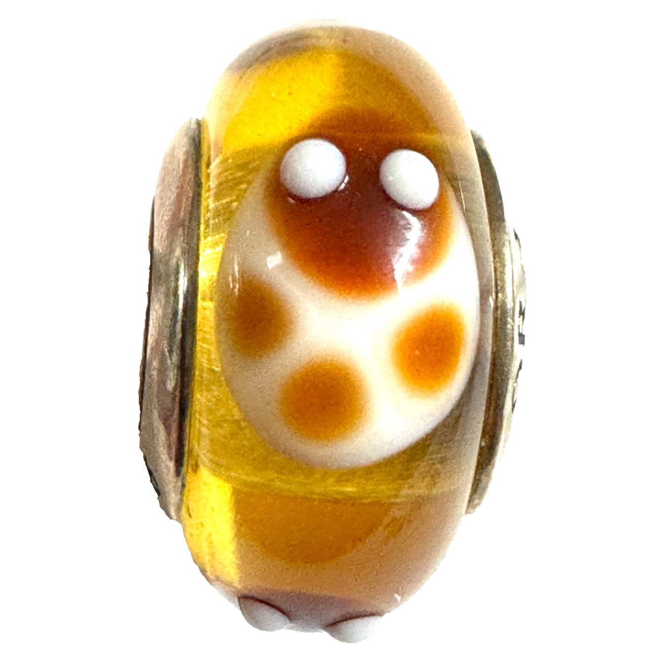 PANDORA Retired Sterling Silver Murano Glass Gold Ladybugs Bead – 790650