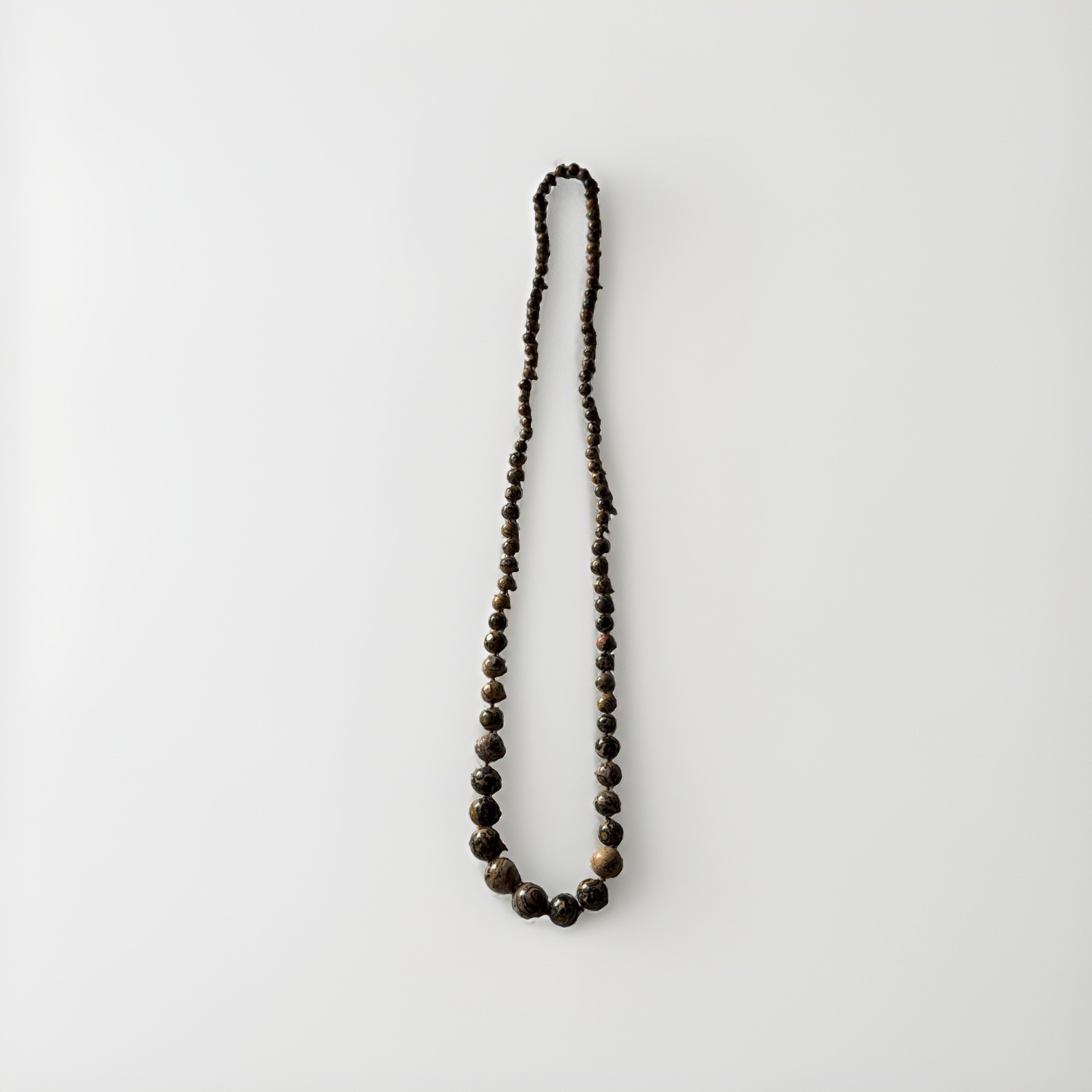 Leopard Skin Jasper Graduated Bead Extra Long Endless Necklace 60” Boho