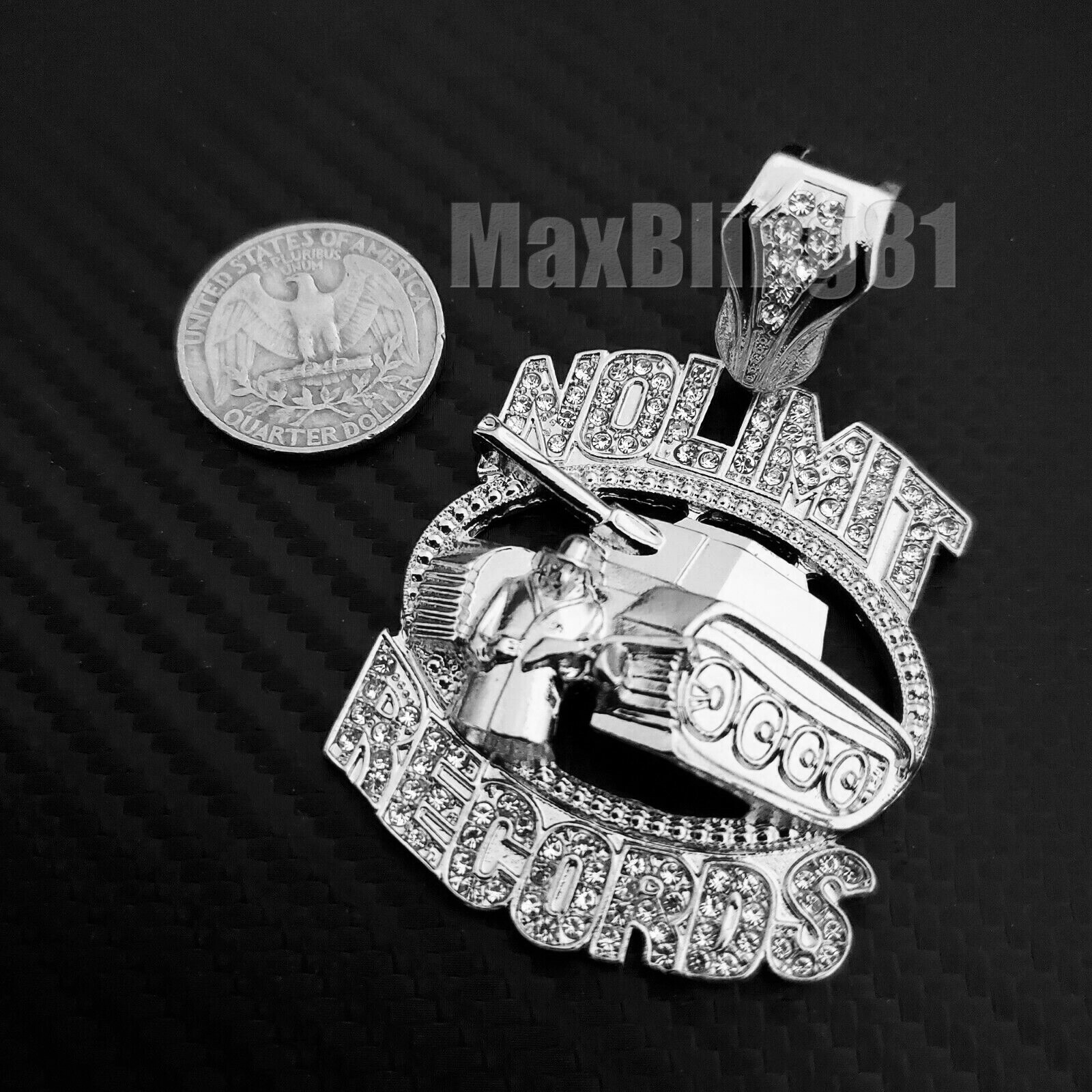 Silver Plated No Limit Records Pendant 16″ 18″ 20″ Iced Baguette Chain Necklace