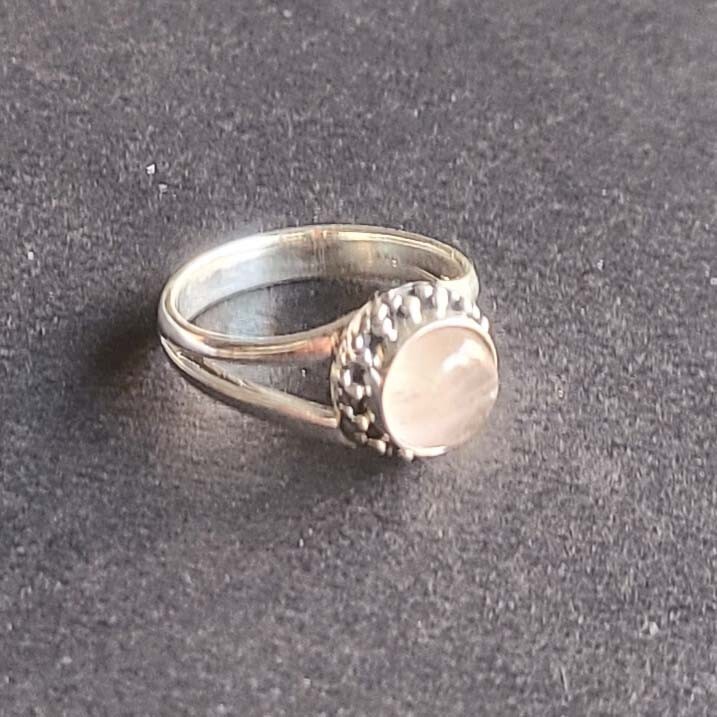 Natural Rose Quartz 925 Sterling Silver Handmade Dainty Ring All Size Available
