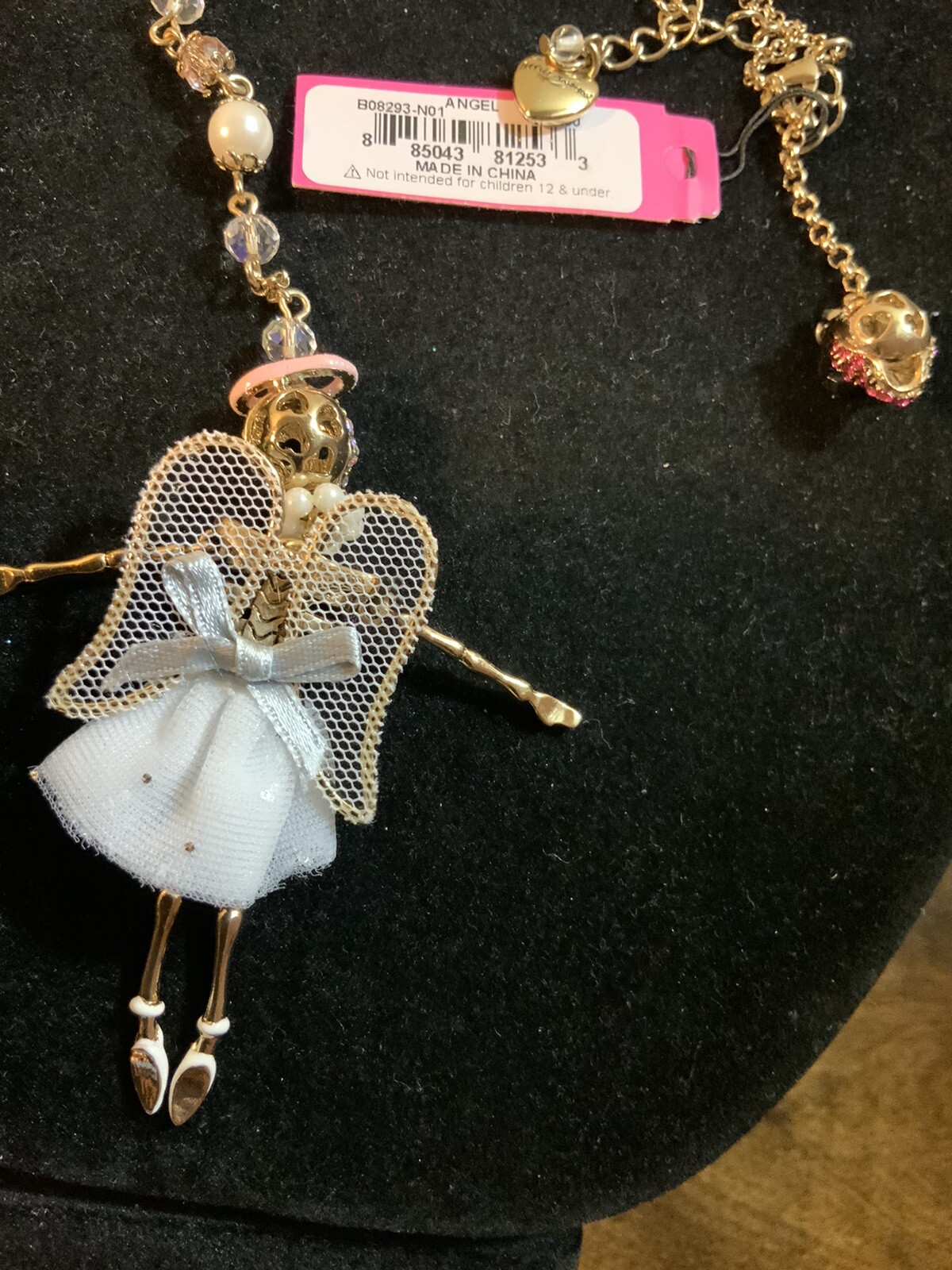 Betsey Johnson White Angel with Dangling Devil Necklace Extremely Rare – 1