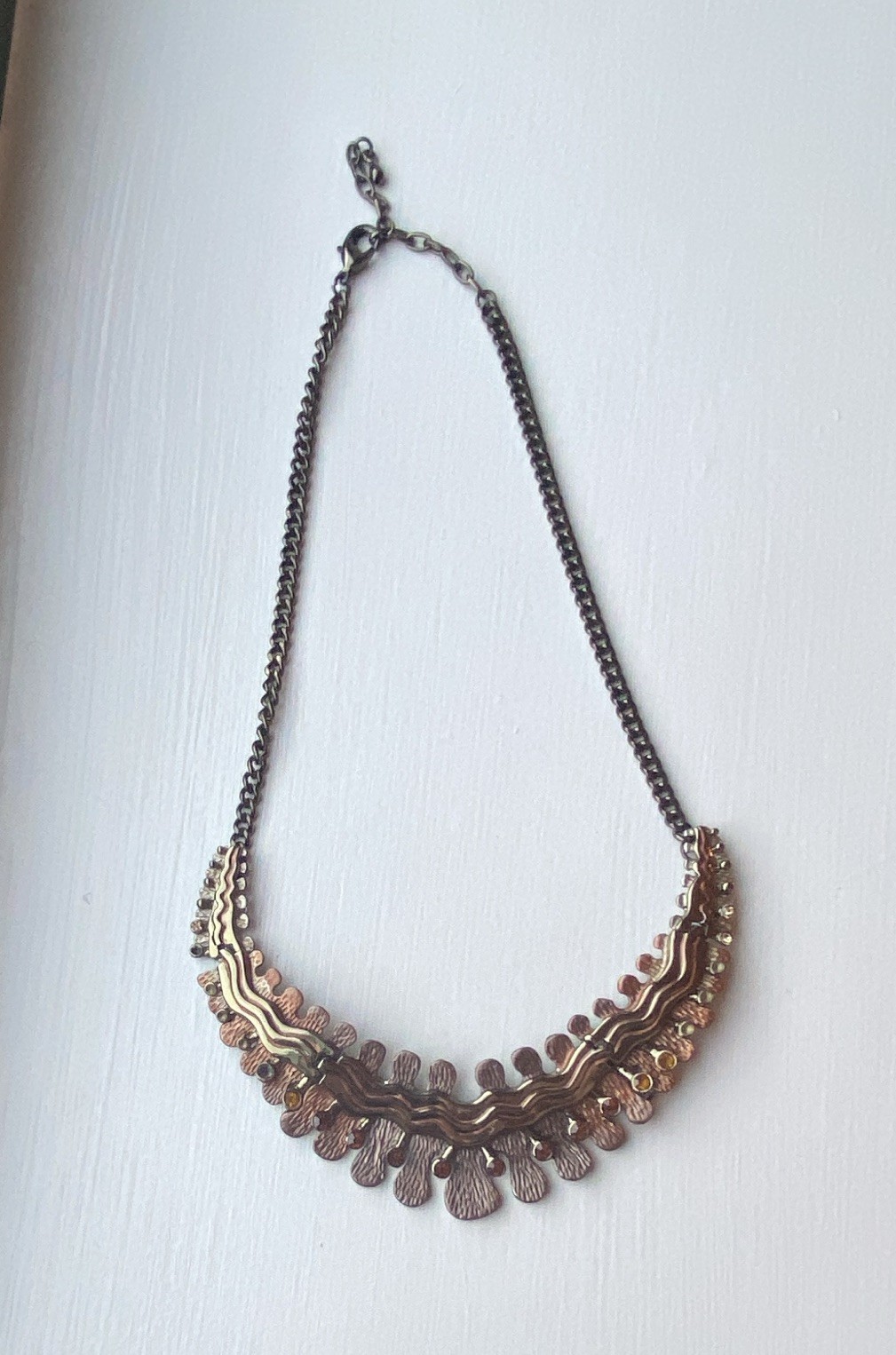 Gold/Silver Tone Metal Snake Chain Layered Bib Necklace, Lobster, Bohemian