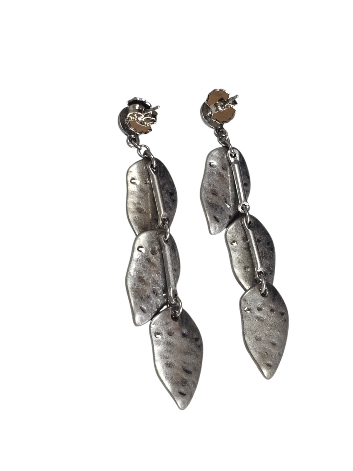 Treasure & Bond Hammered Silver Plated Leaf Dangle Earrings NWT MSRP $29