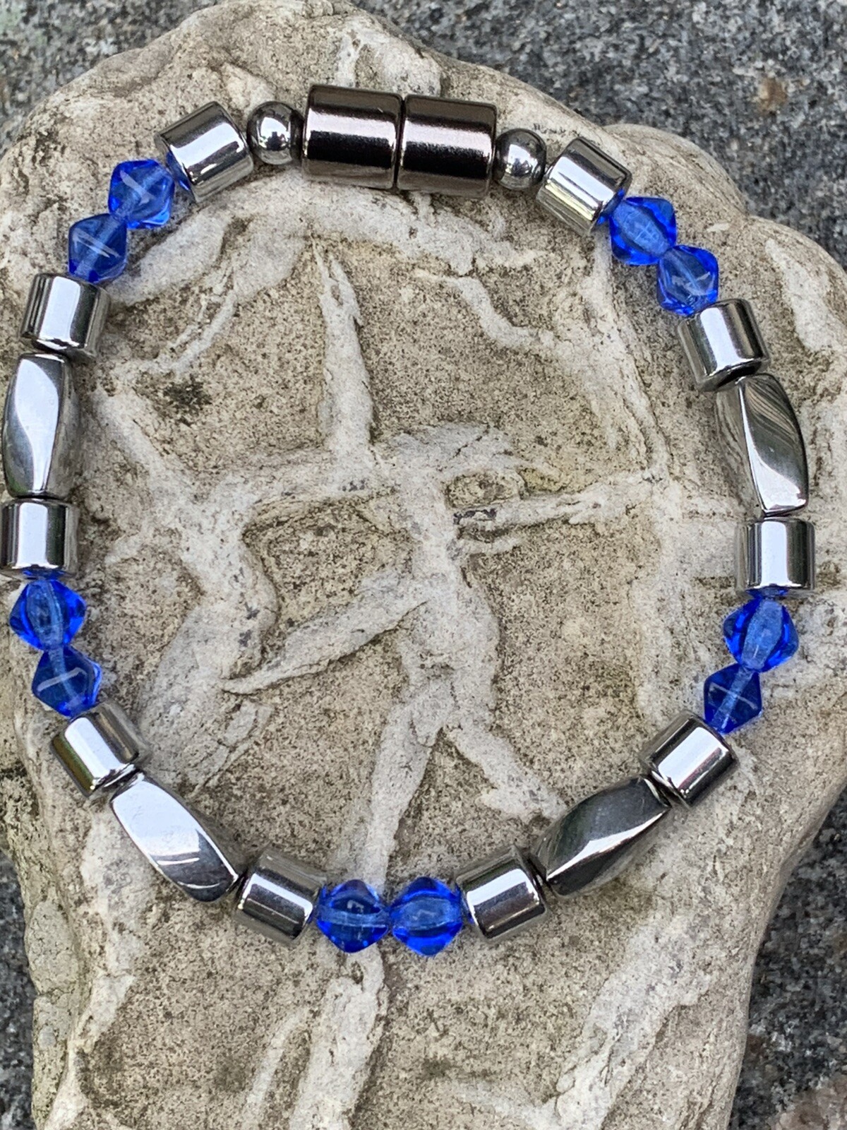 Men Women Silver Magnetic Hematite Therapy Sapphire BRACELET ANKLET NECKLACE
