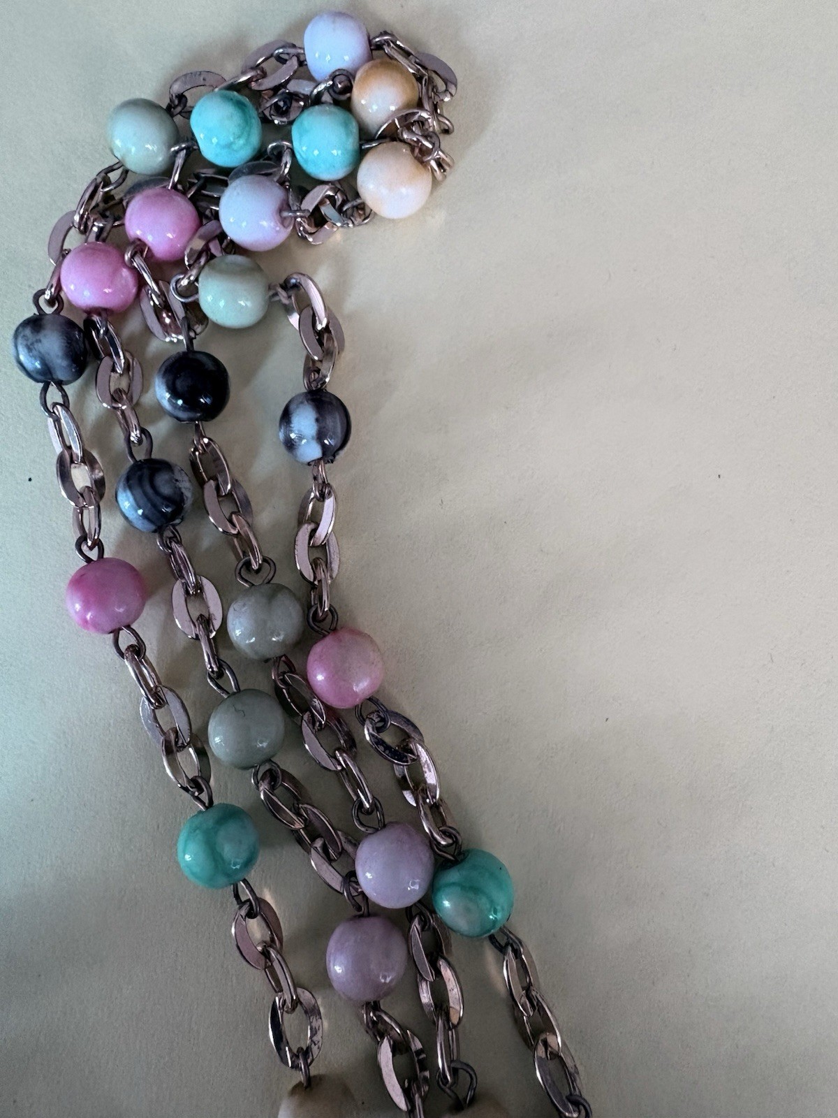 Multicolor Beaded Layered Glass Necklace Chain Fashion Statement