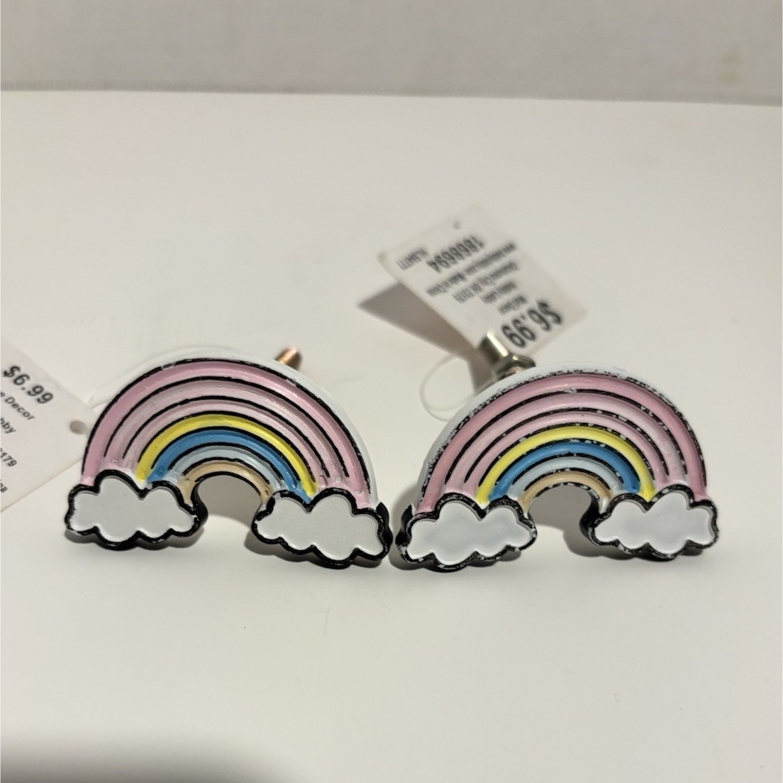 Hobby Lobby Rainbow Cloud Brooch Pins Set Multicolor Enamel Metal. Set of 2