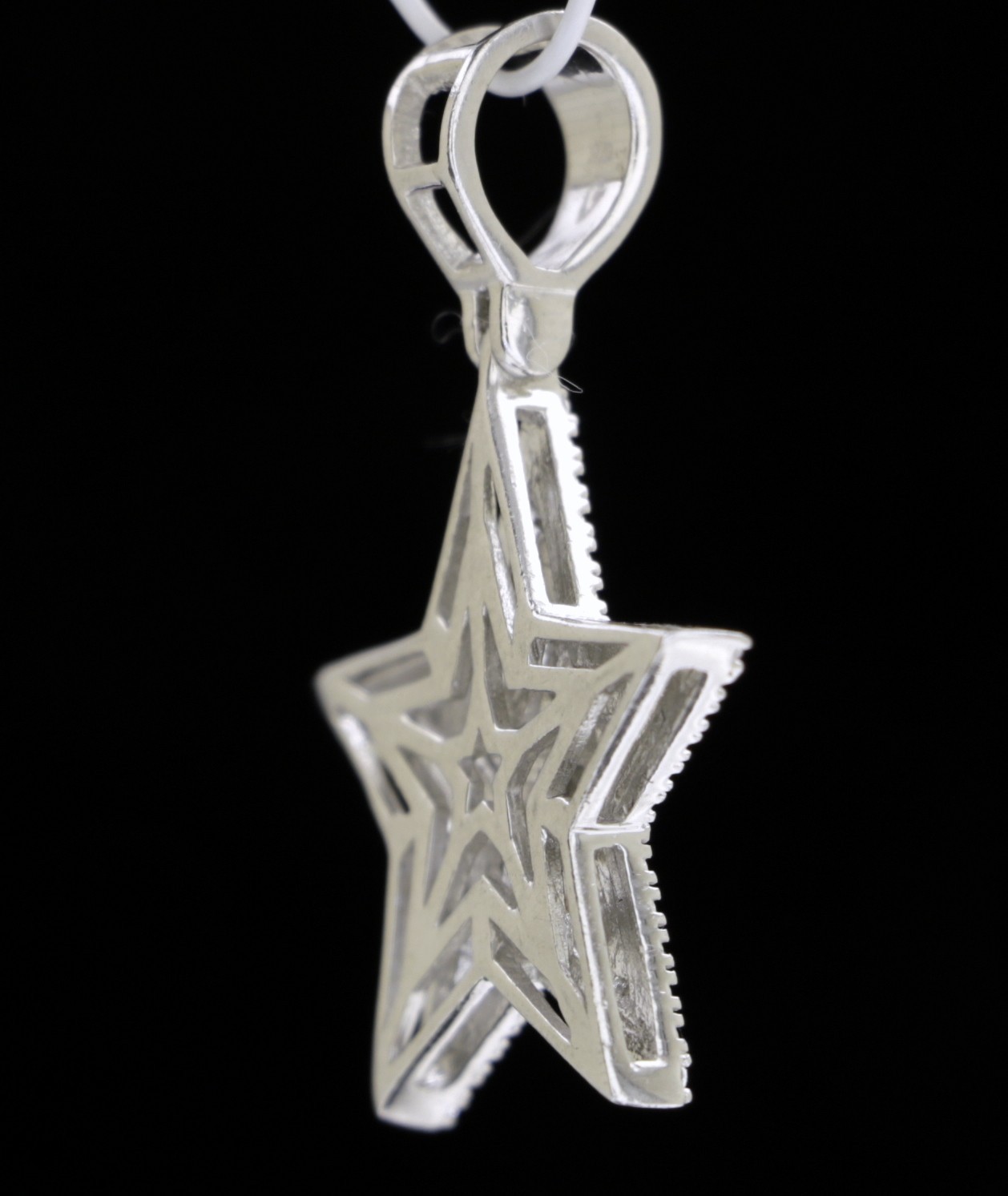 925 Ster. Silver STAR Pendant + CZ 30 x 22 mm 2.8 gr #1492
