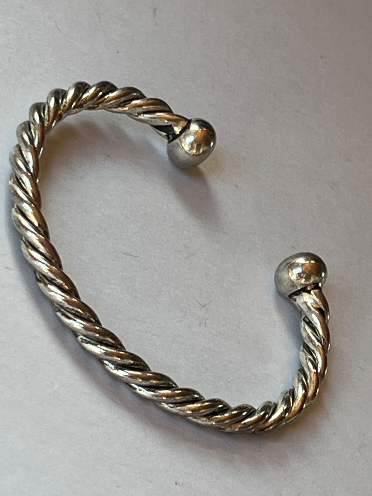 Thick Nonmagnetic Silver Twist Cuff Bracelet – 2.25 inches across inside diamete