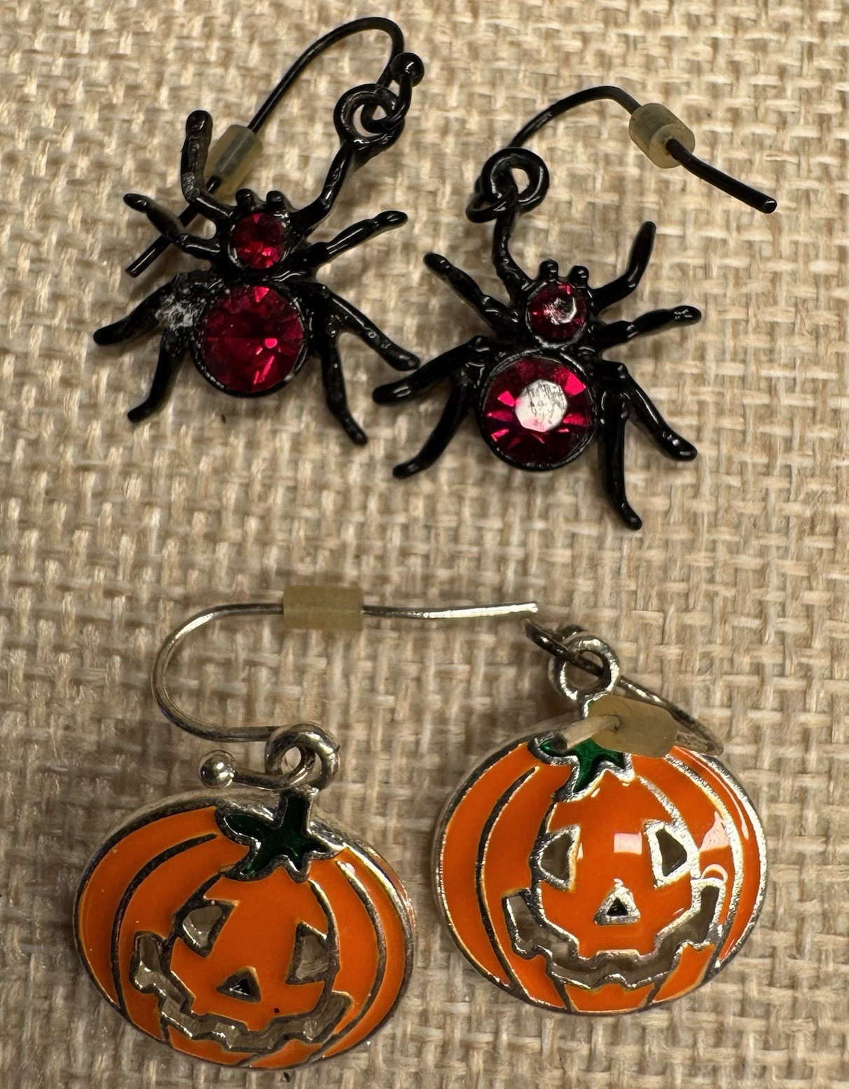 Halloween Dangle Earrings Mixed Lot 4-Piece Spider Rhinestone & Jack-O-Lantern